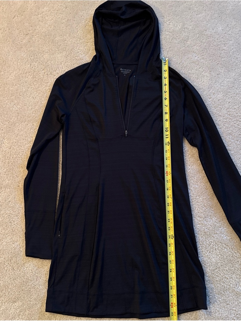 Athleta Black Hooded Swim Coverup M